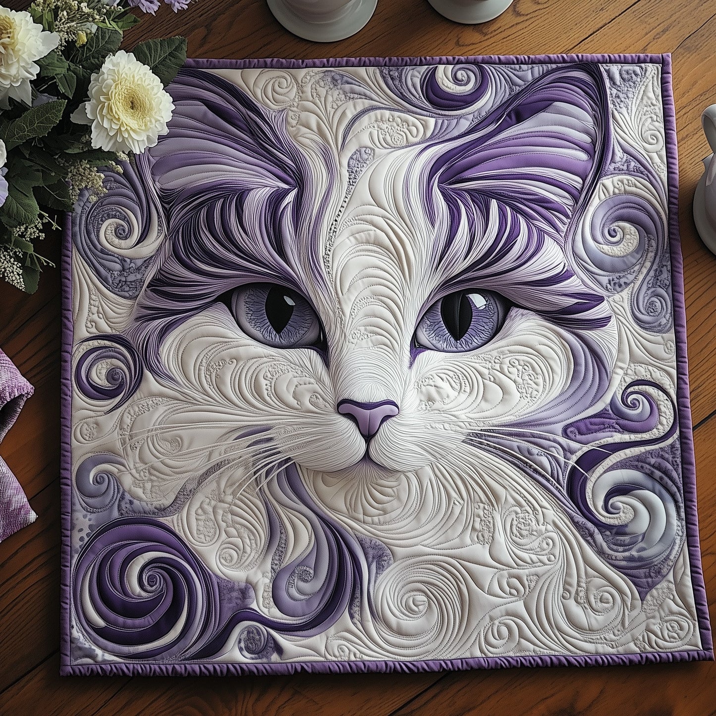 Cat Purrs Quilted Table Topper GFTOMA5073