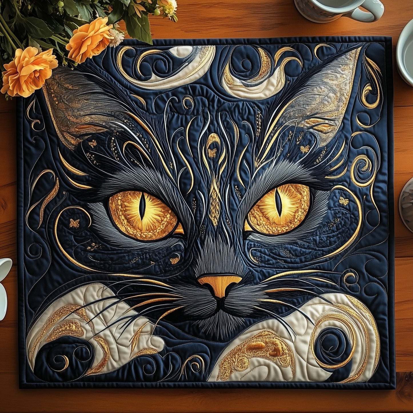 Cat Purrs Quilted Table Topper GFTOMA5075