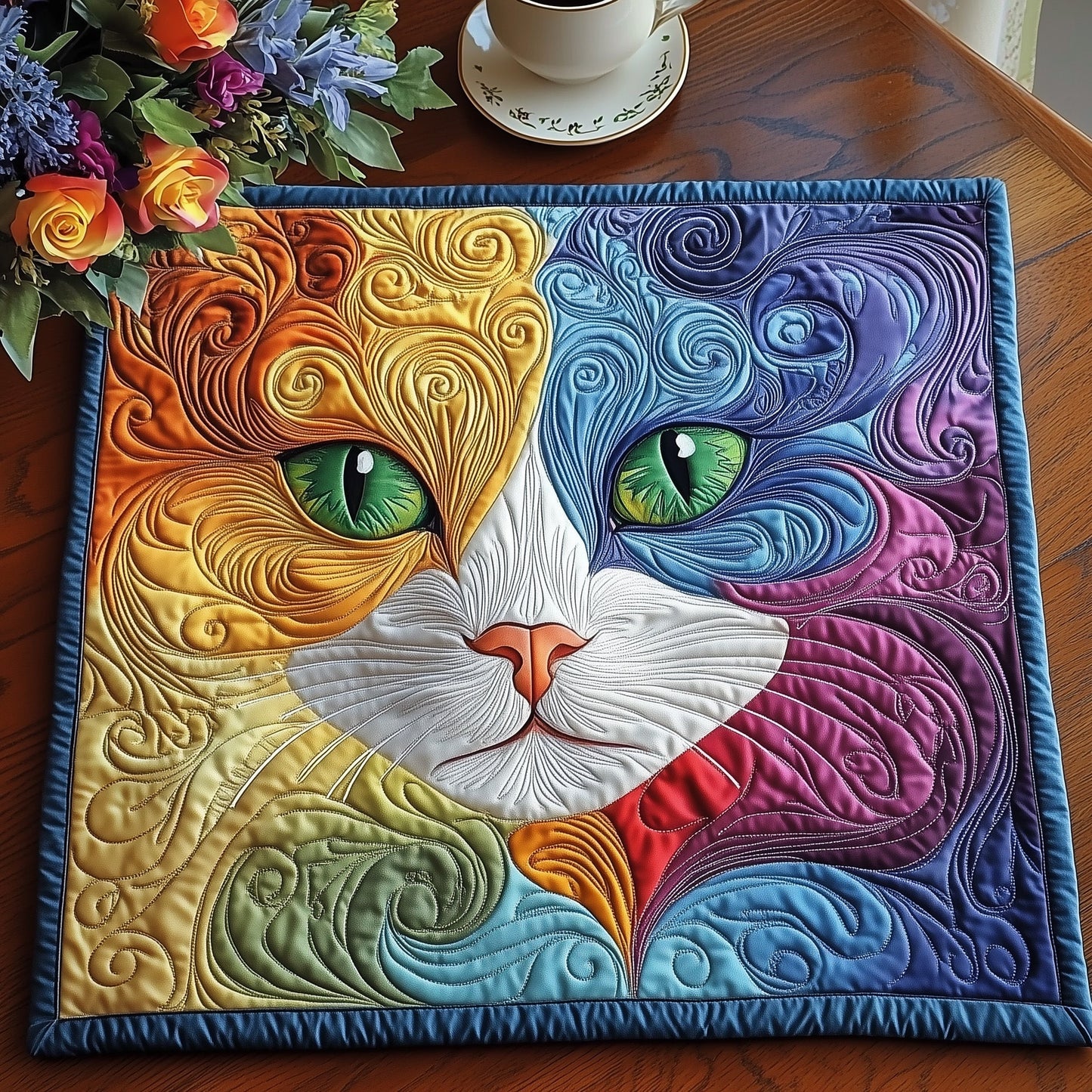 Cat Purrs Quilted Table Topper GFTOMA5076