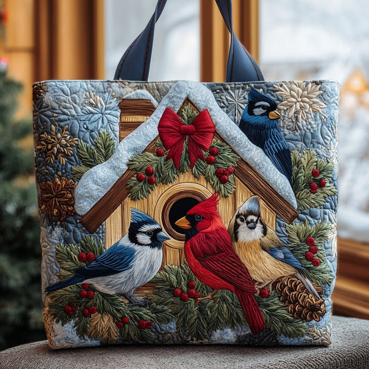 Yuletide Birds Quilted Tote Bag GFTOMA5091