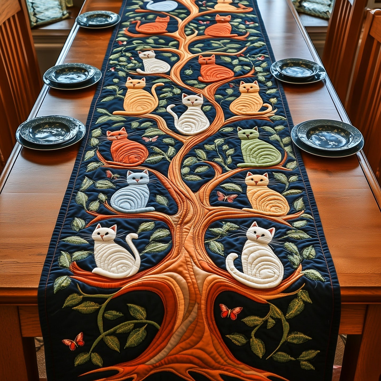 Tree of Cats Quilted Table Runner GFTOMA512