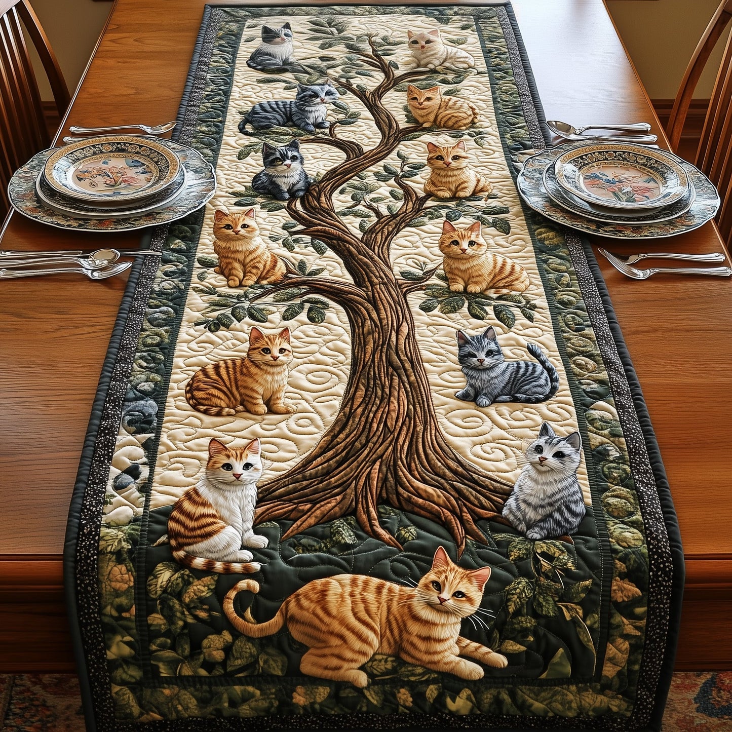 Tree of Cats Quilted Table Runner GFTOMA513