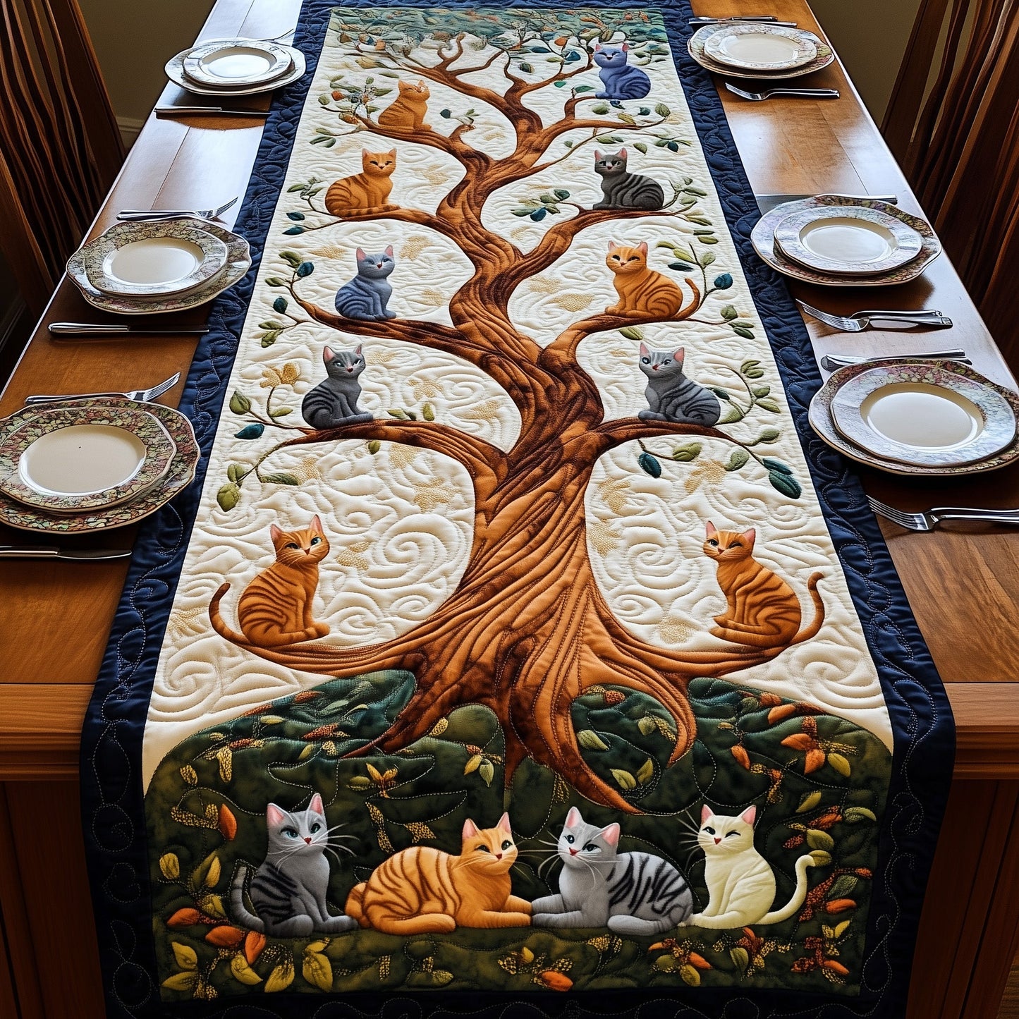 Tree of Cats Quilted Table Runner GFTOMA515