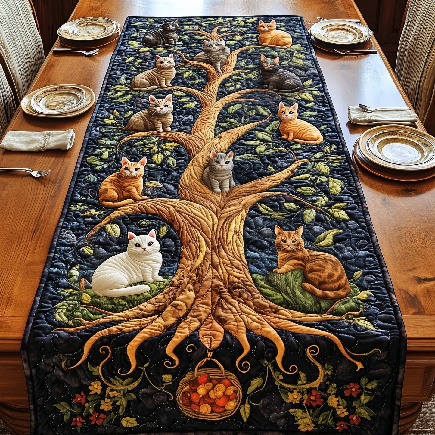 Tree of Cats Quilted Table Runner GFTOMA517