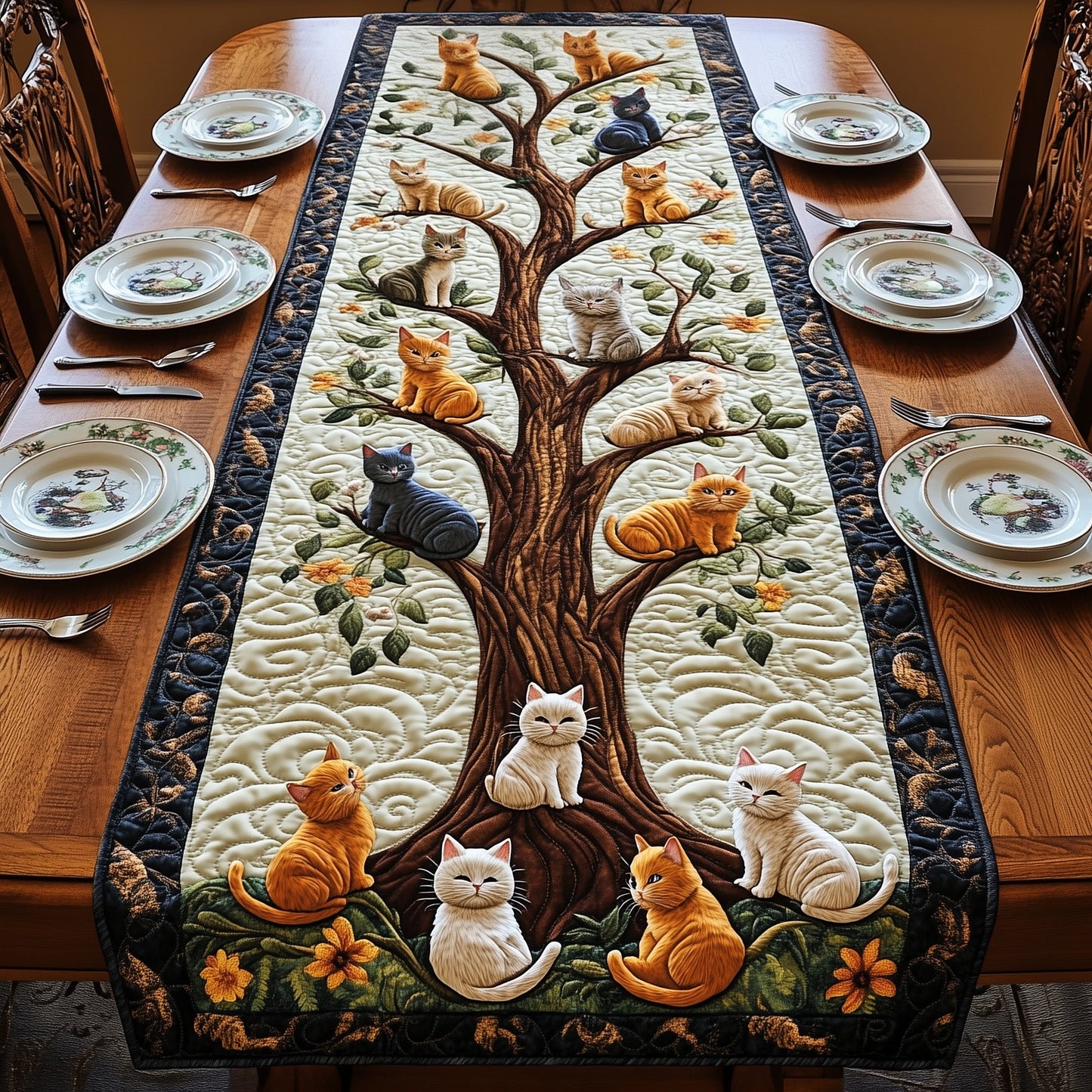 Tree of Cats Quilted Table Runner GFTOMA519