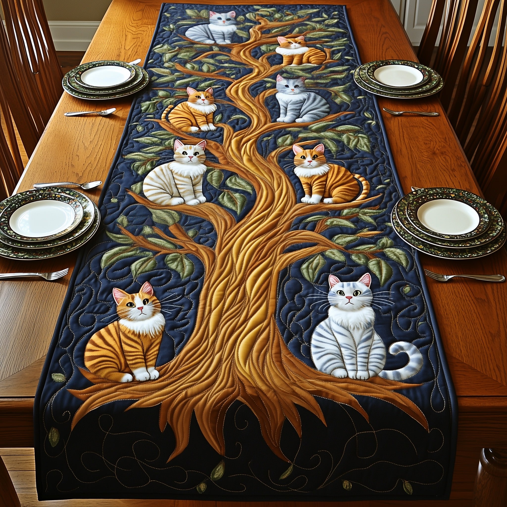 Tree of Cats Quilted Table Runner GFTOMA520 – Patchique Store