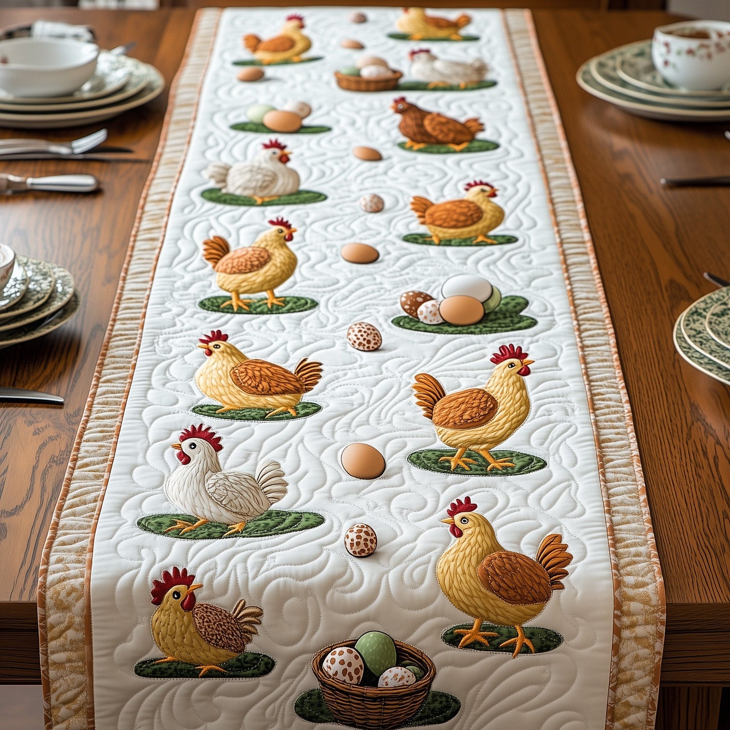 Hens Quilted Table Runner GFTOMA521