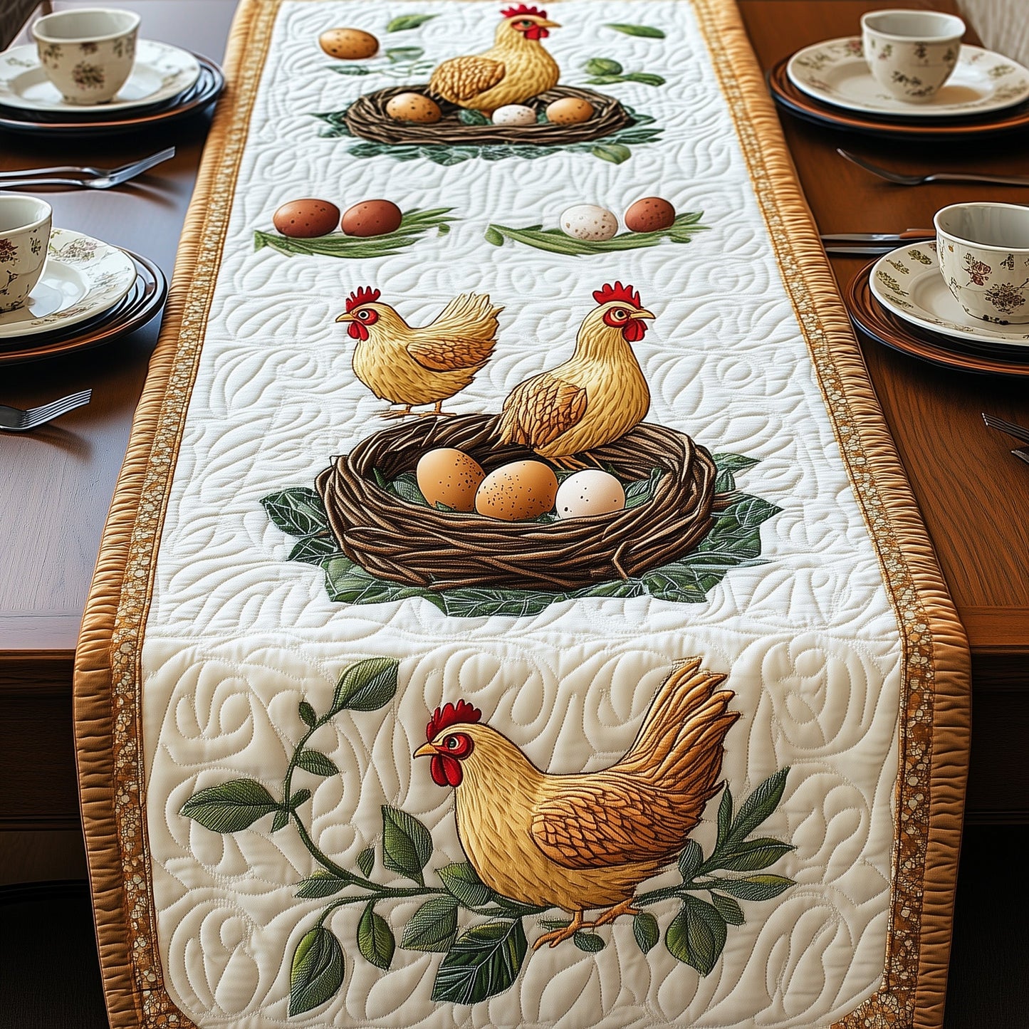 Hens Quilted Table Runner GFTOMA523