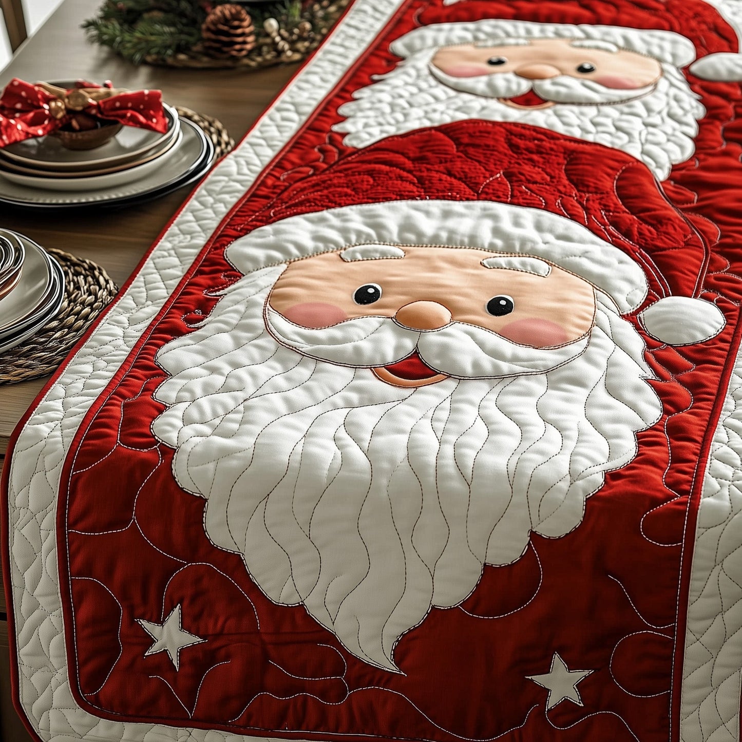 Merry Claus Quilted Table Runner GFTOMA5258