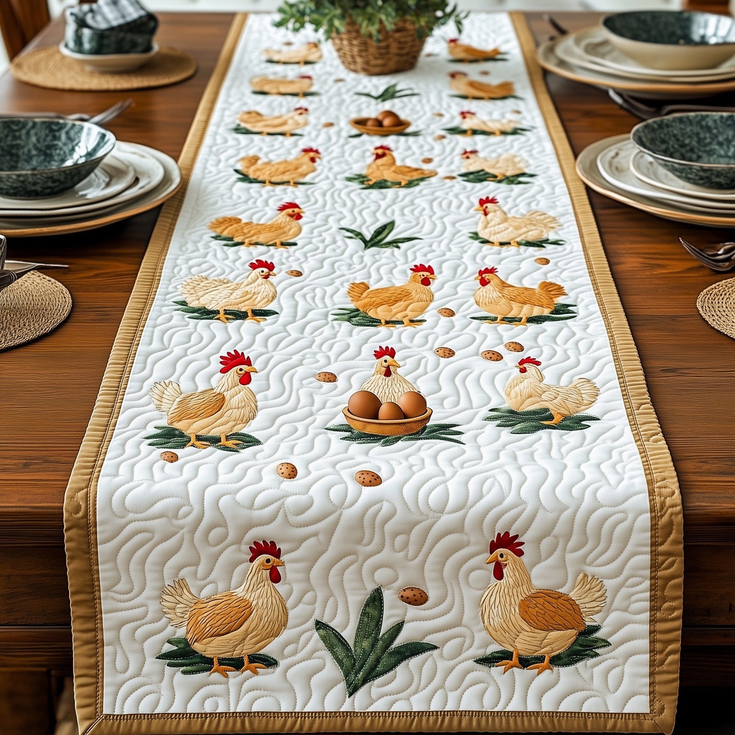 Hens Quilted Table Runner GFTOMA525