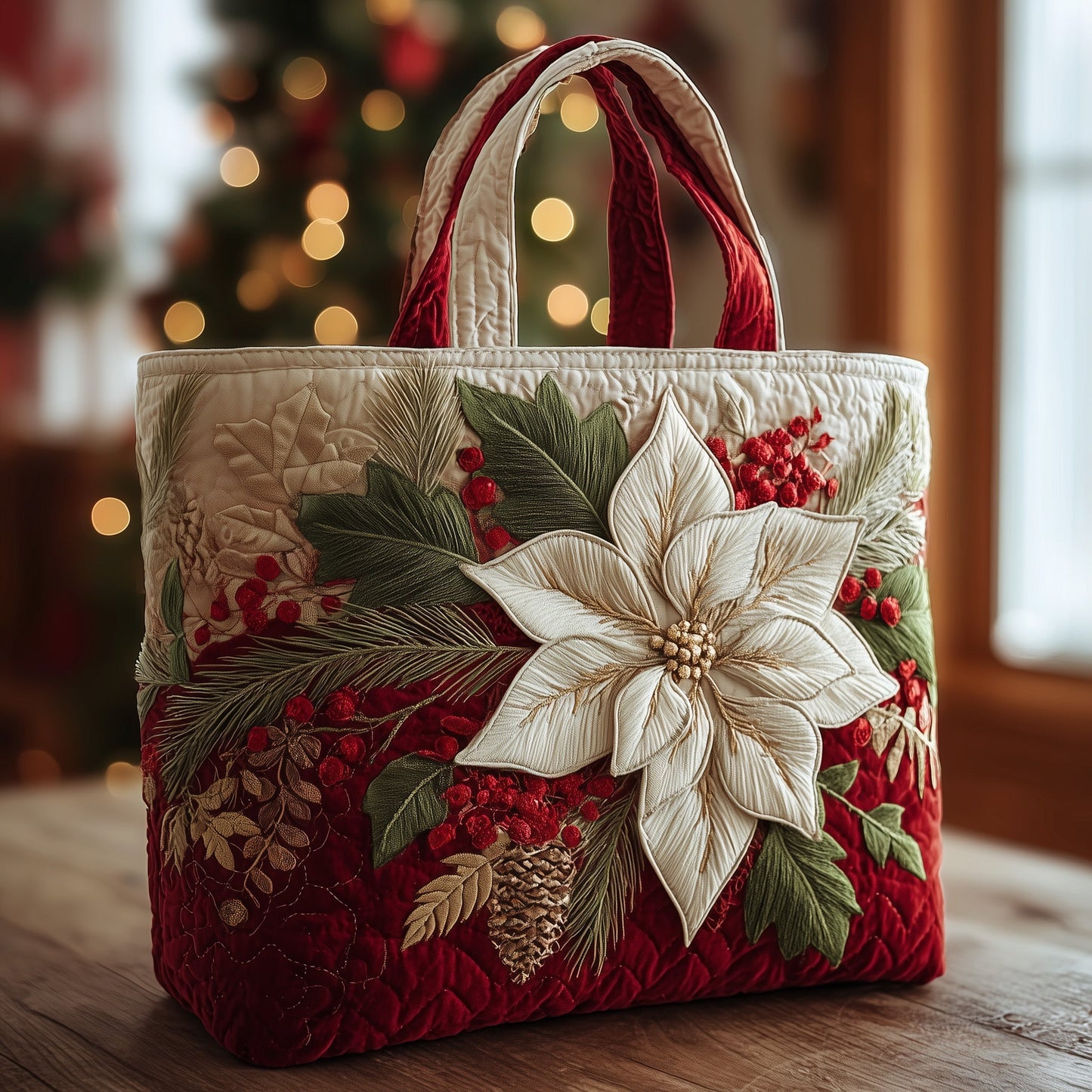 Poinsettia Bliss Quilted Tote Bag GFTOMA5309