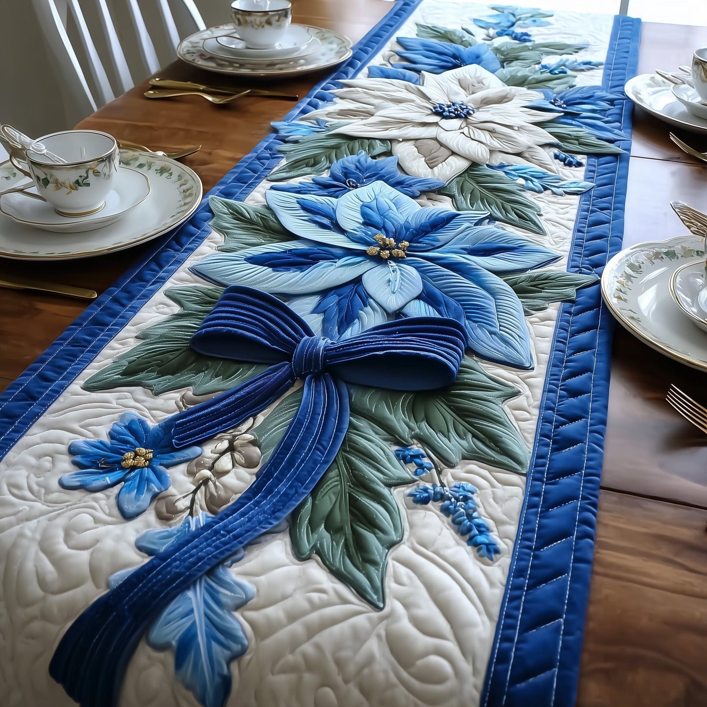 Poinsettia Elegance Quilted Table Runner GFTOMA5332
