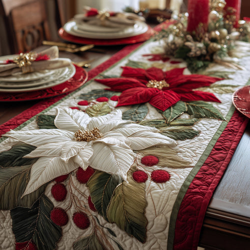 Poinsettia Elegance Quilted Table Runner GFTOMA5333