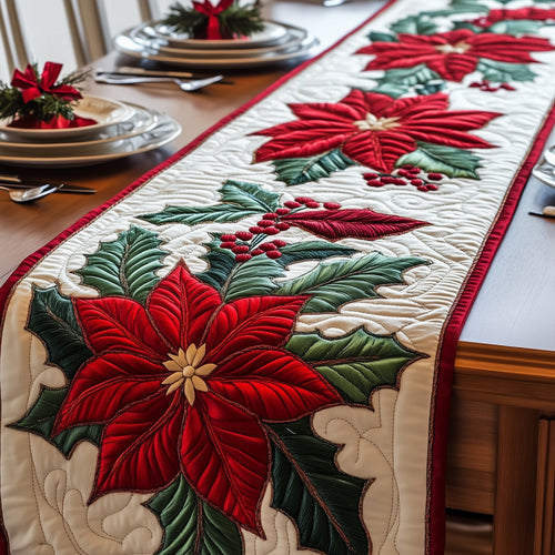 Poinsettia Elegance Quilted Table Runner GFTOMA5335