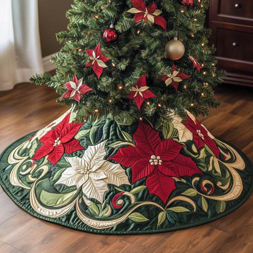 Poinsettia Bliss Quilted Tree Skirt GFTOMA5350