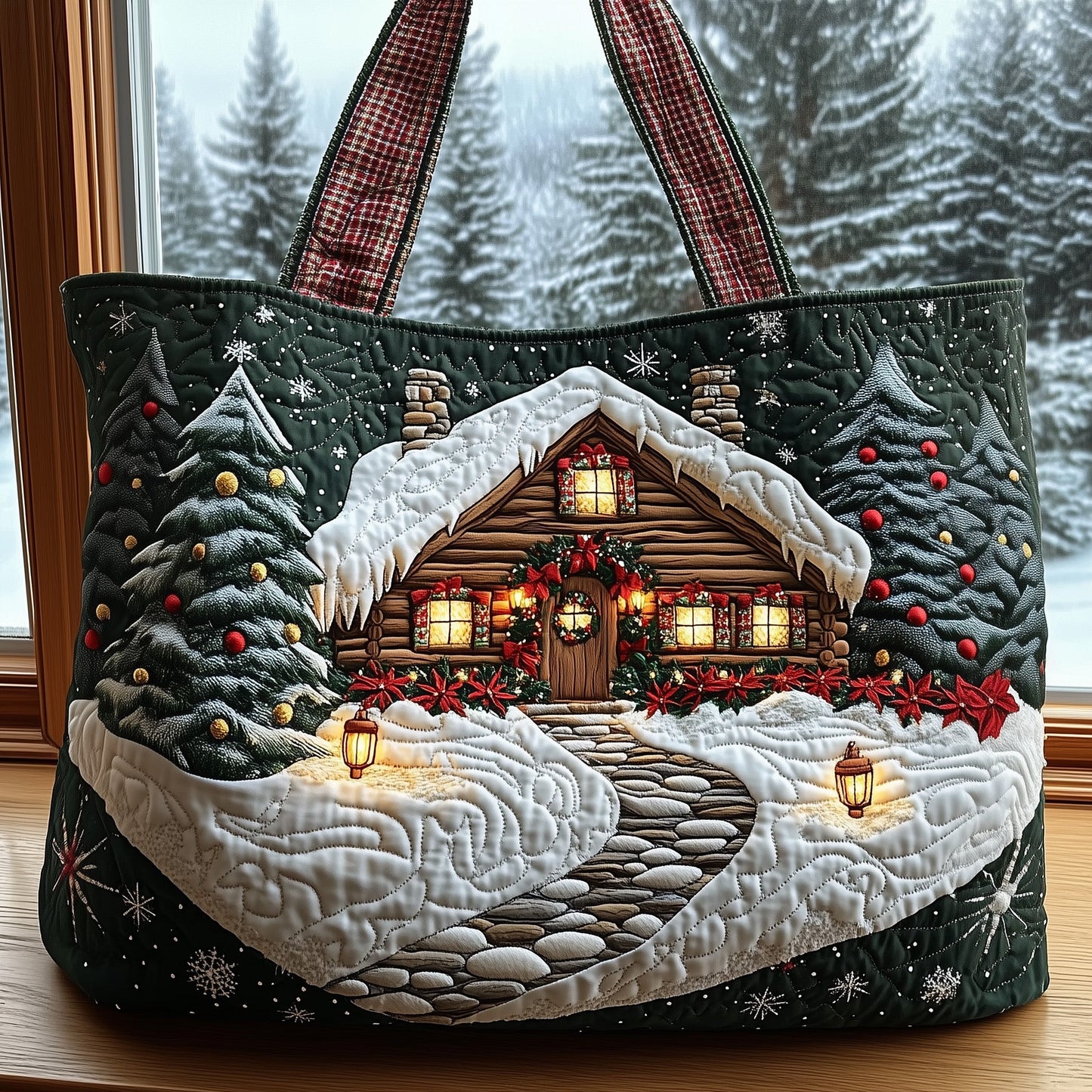 Winter Cabin Quilted Tote Bag GFTOMA5366