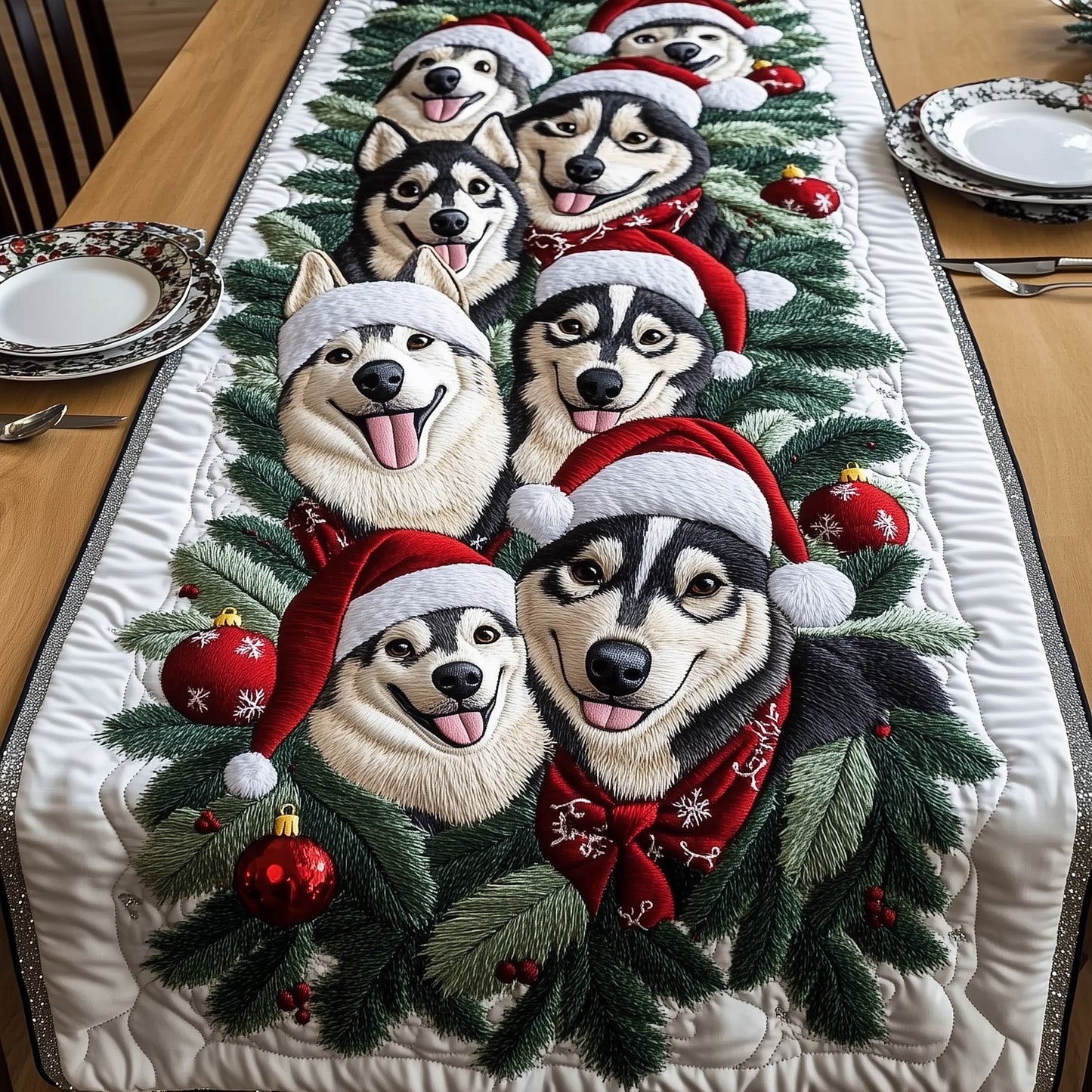 Festive Husky Quilted Table Runner GFTOMA5415