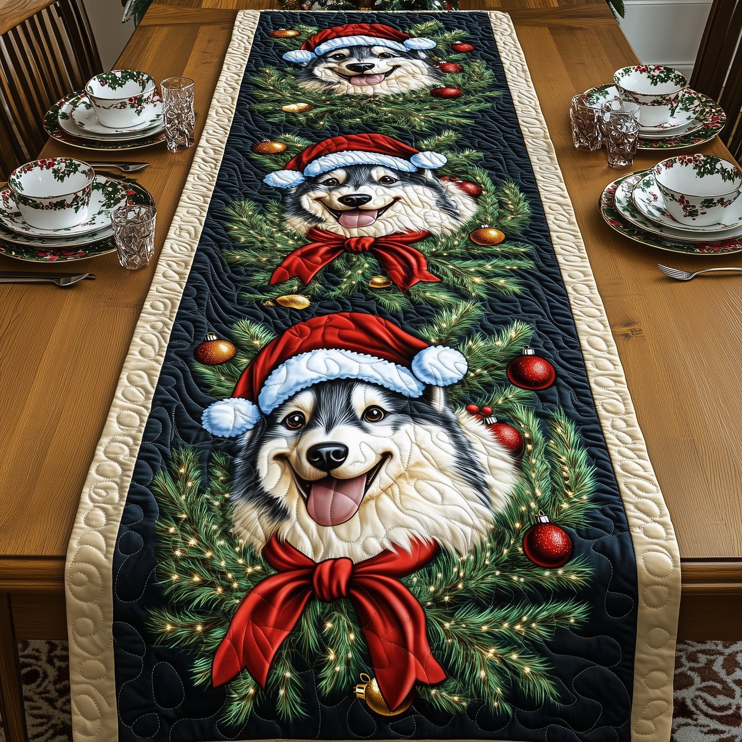 Festive Husky Quilted Table Runner GFTOMA5419