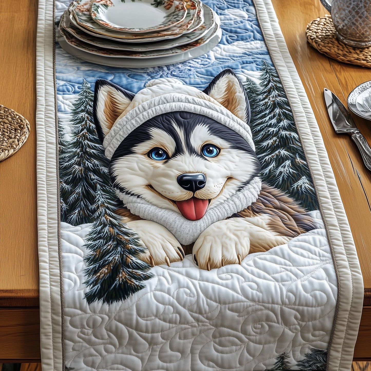 Festive Husky Quilted Table Runner GFTOMA5420
