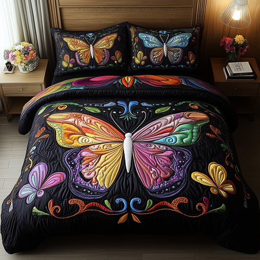 Rainbow Butterfly 3-Piece Quilted Bedding Set GFTOMA550