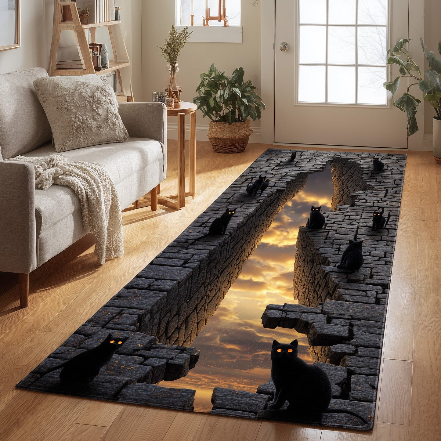 Black Cat Runner Rug GFTOMA5741
