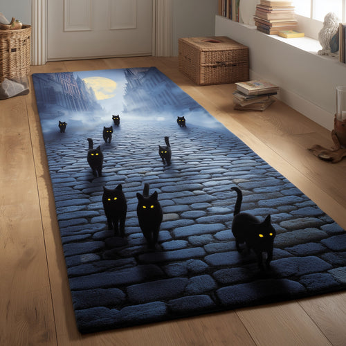 Black Cat Runner Rug GFTOMA5743