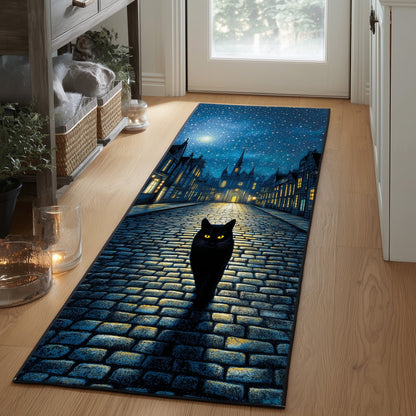 Black Cat Runner Rug GFTOMA5748