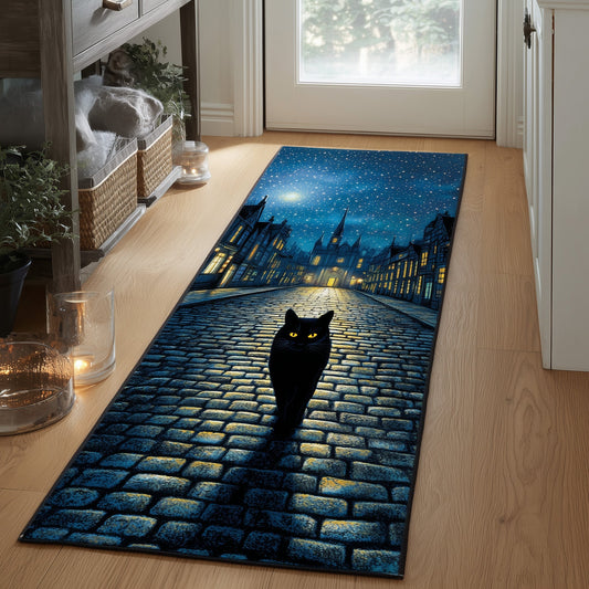 Black Cat Runner Rug GFTOMA5748