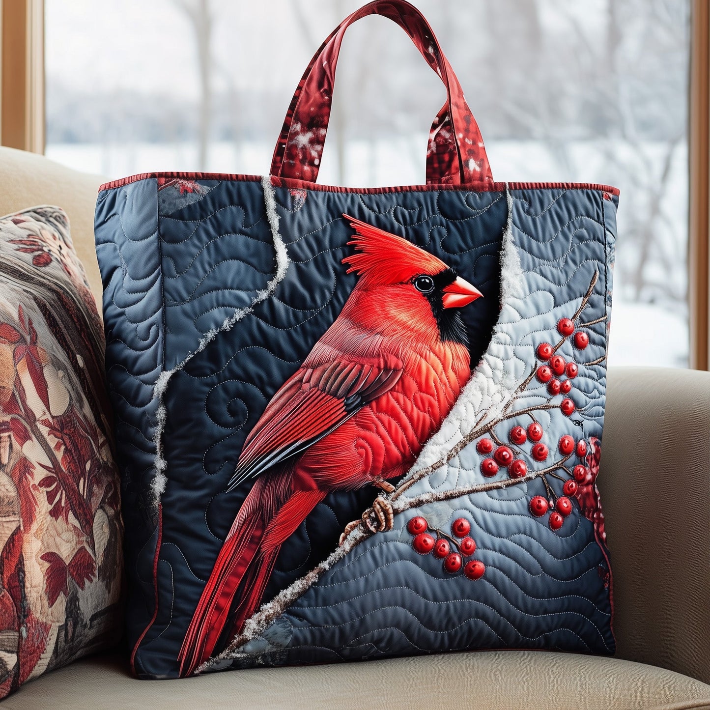 Cardinal Snow Quilted Tote Bag GFTOMA5769