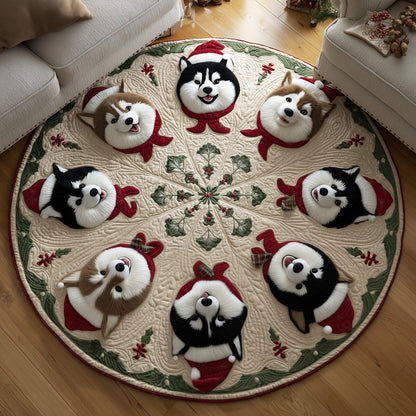 Festive Husky Quilted Round Mat GFTOMA5841
