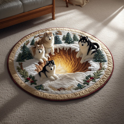 Festive Husky Quilted Round Mat GFTOMA5842