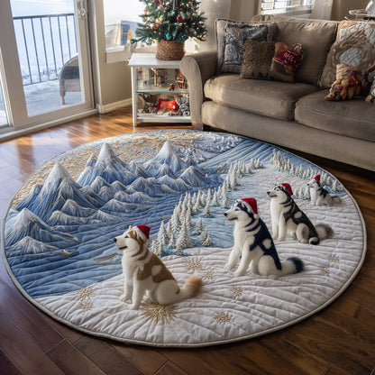 Festive Husky Quilted Round Mat GFTOMA5843