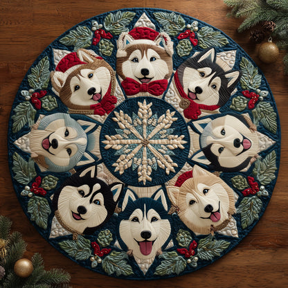 Festive Husky Quilted Round Mat GFTOMA5844