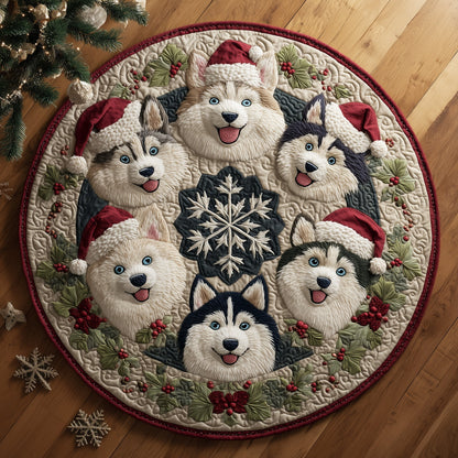 Festive Husky Quilted Round Mat GFTOMA5845