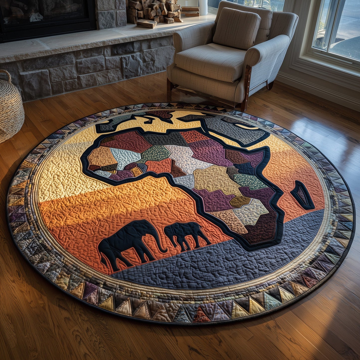 African Sunlight Quilted Round Mat GFTOMA6021
