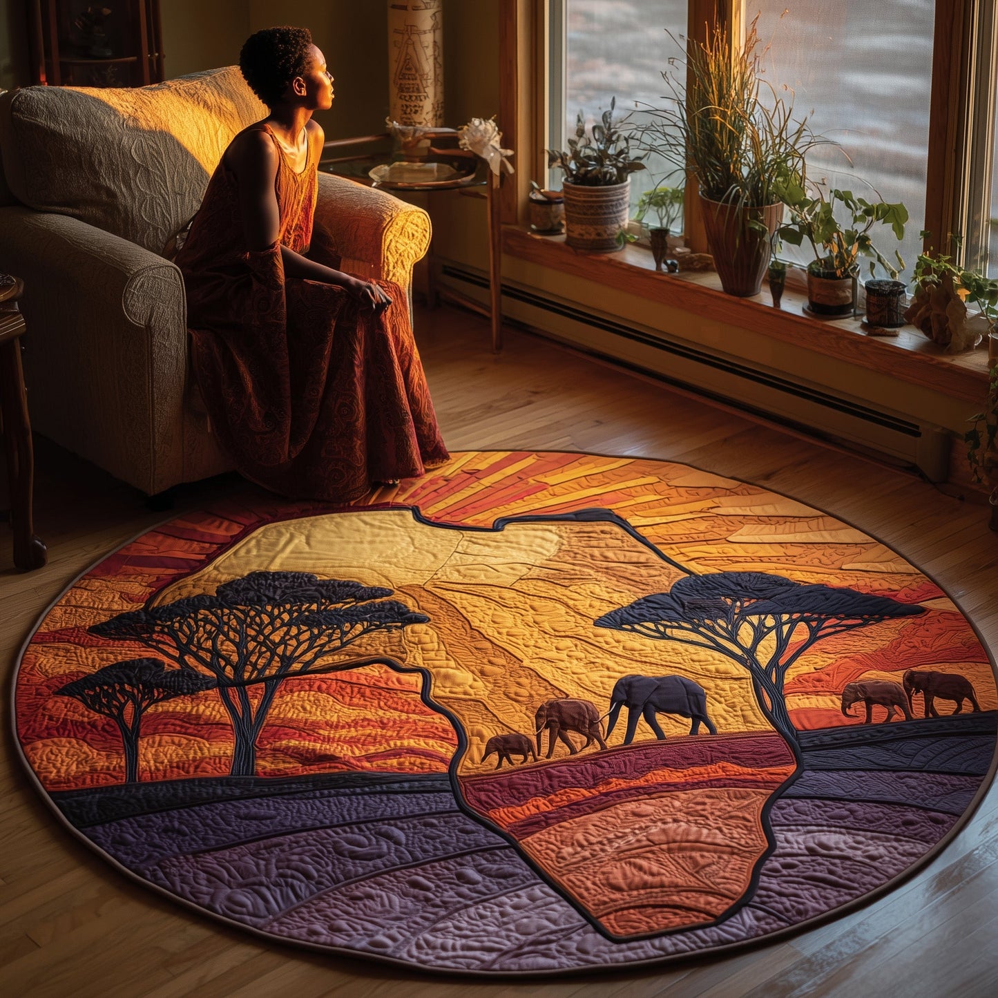 African Dream Quilted Round Mat GFTOMA6025