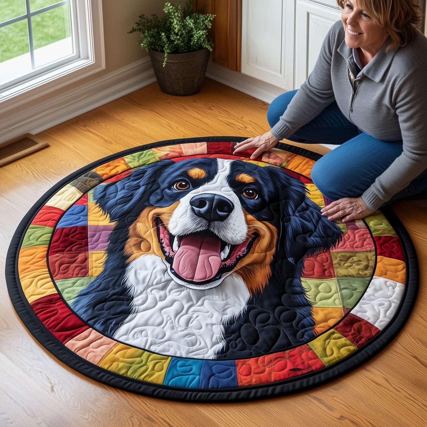 Bernese Mountain Quilted Round Mat GFTOMA6033