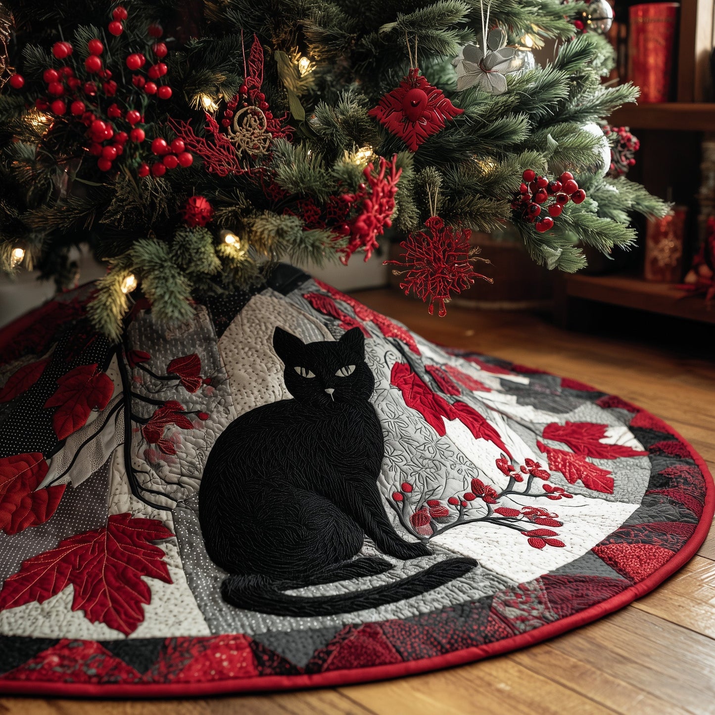 Black Cat Quilted Tree Skirt GFTOMA6087
