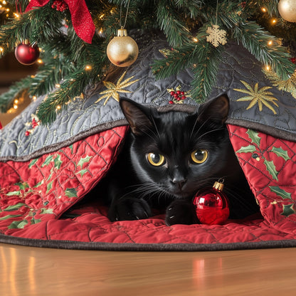 Black Cat Quilted Tree Skirt GFTOMA6091