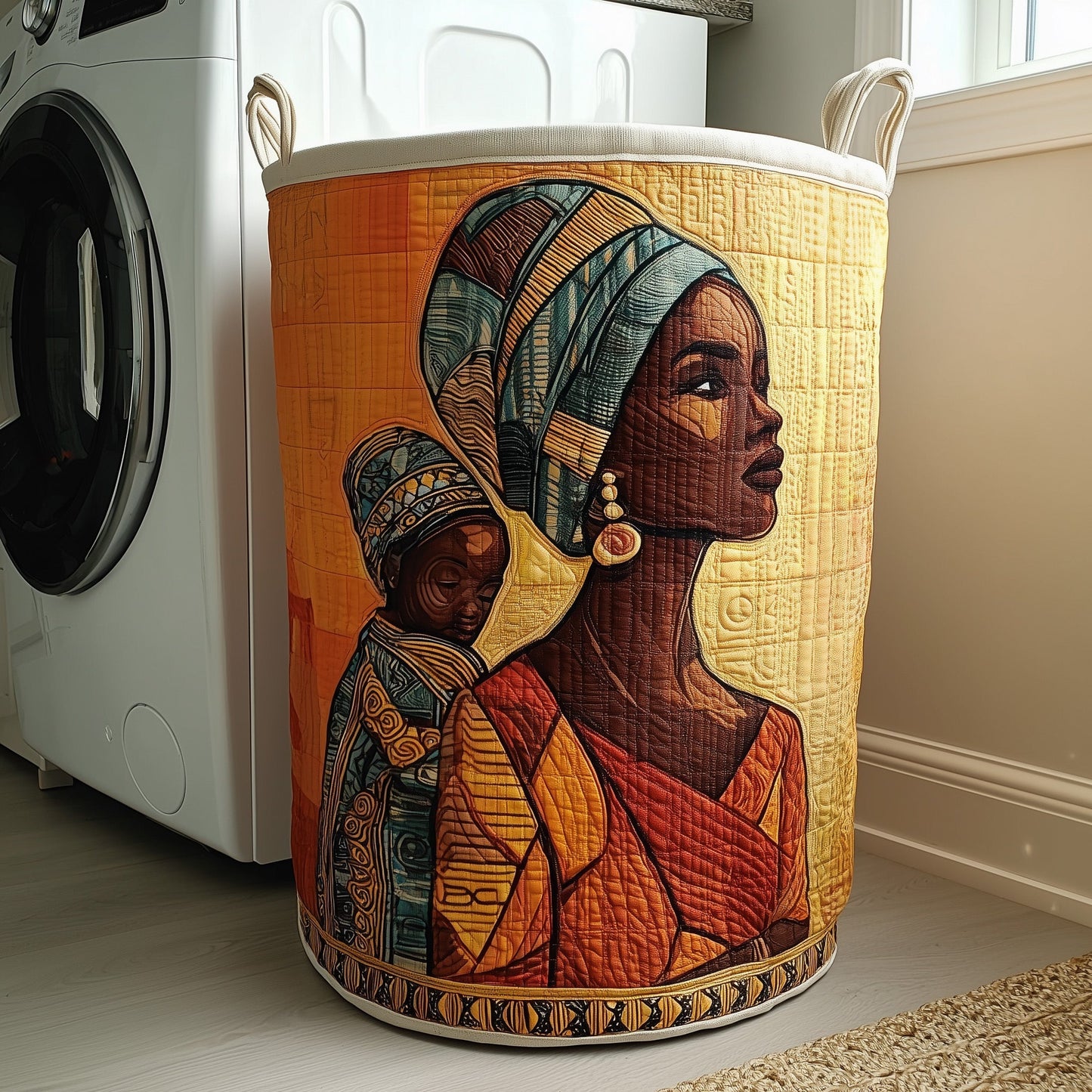 African Sunlight Quilted Laundry Basket GFTOMA6101