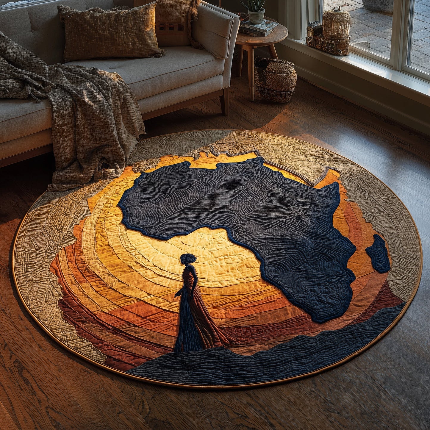 African Sunlight Quilted Round Mat GFTOMA6107
