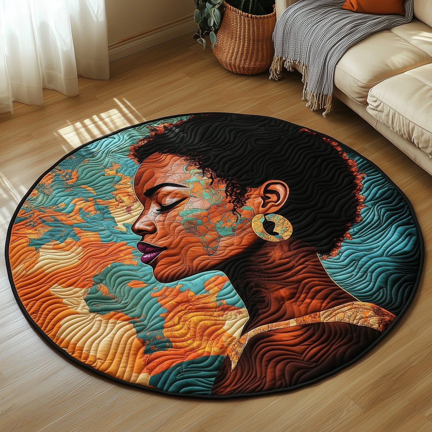 African Sunlight Quilted Round Mat GFTOMA6108