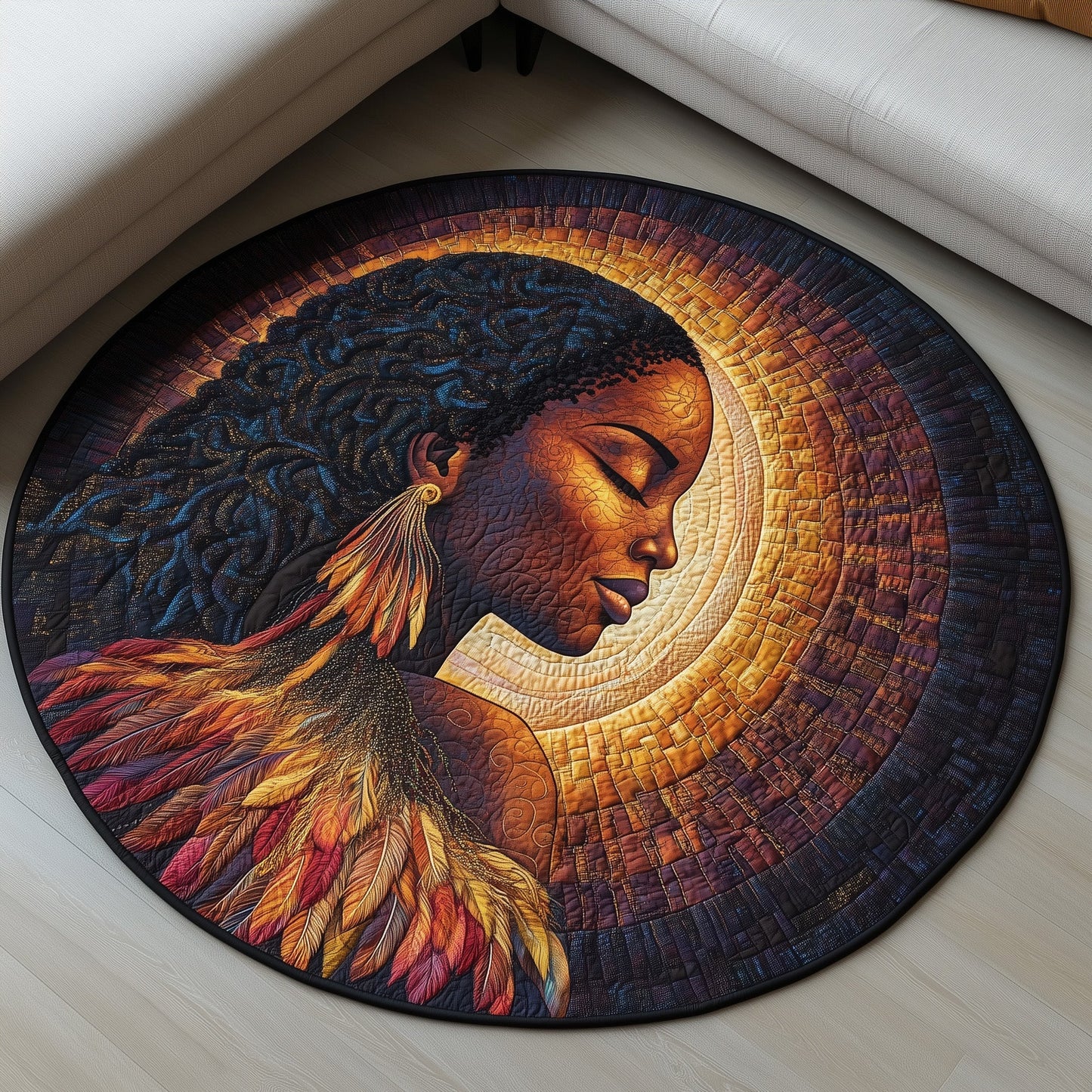 African Sunlight Quilted Round Mat GFTOMA6110
