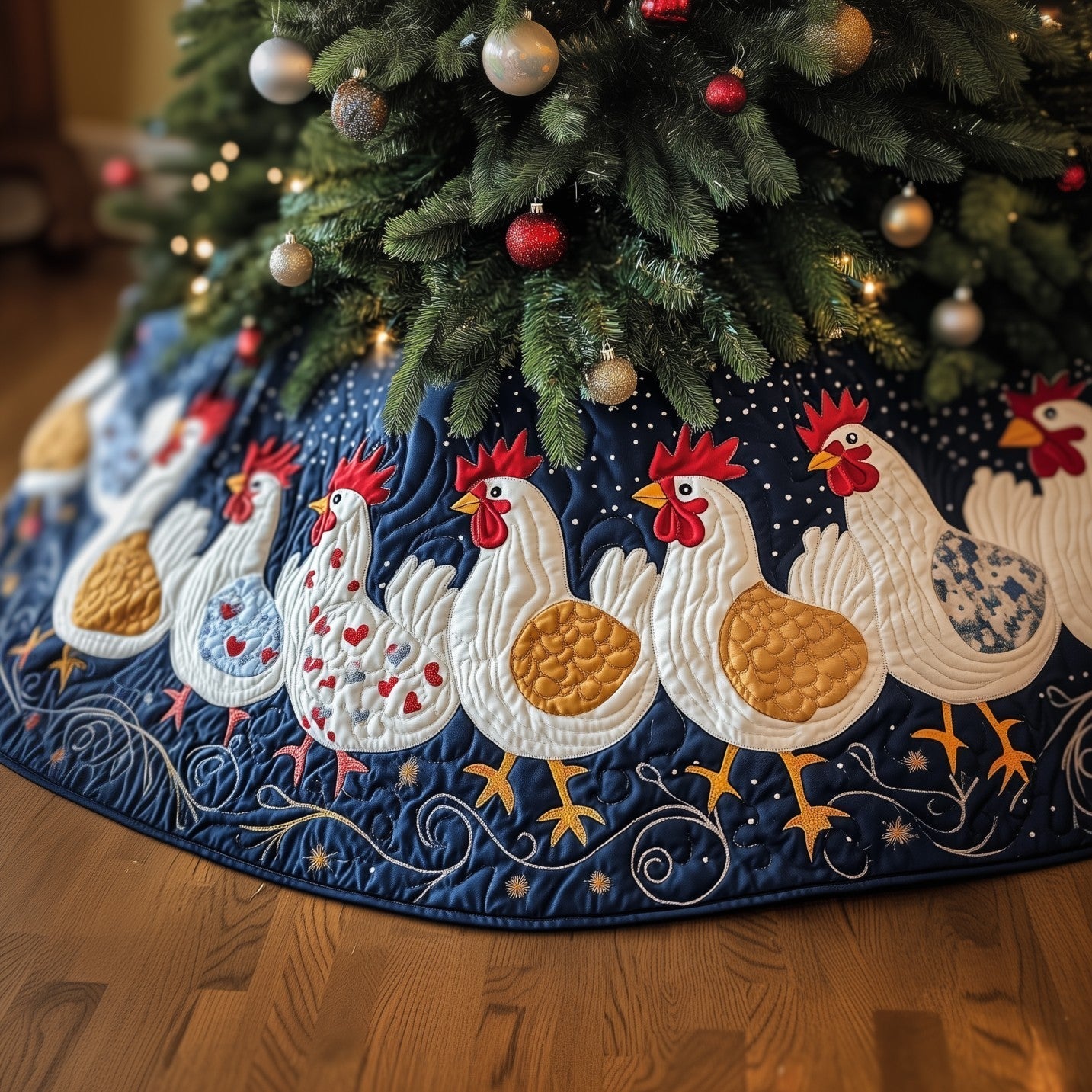 Chicken Quilted Tree Skirt GFTOMA6146