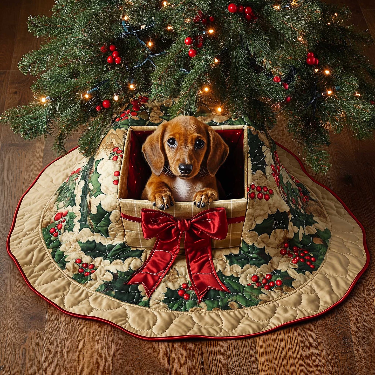 Dachshund Quilted Tree Skirt GFTOMA6178