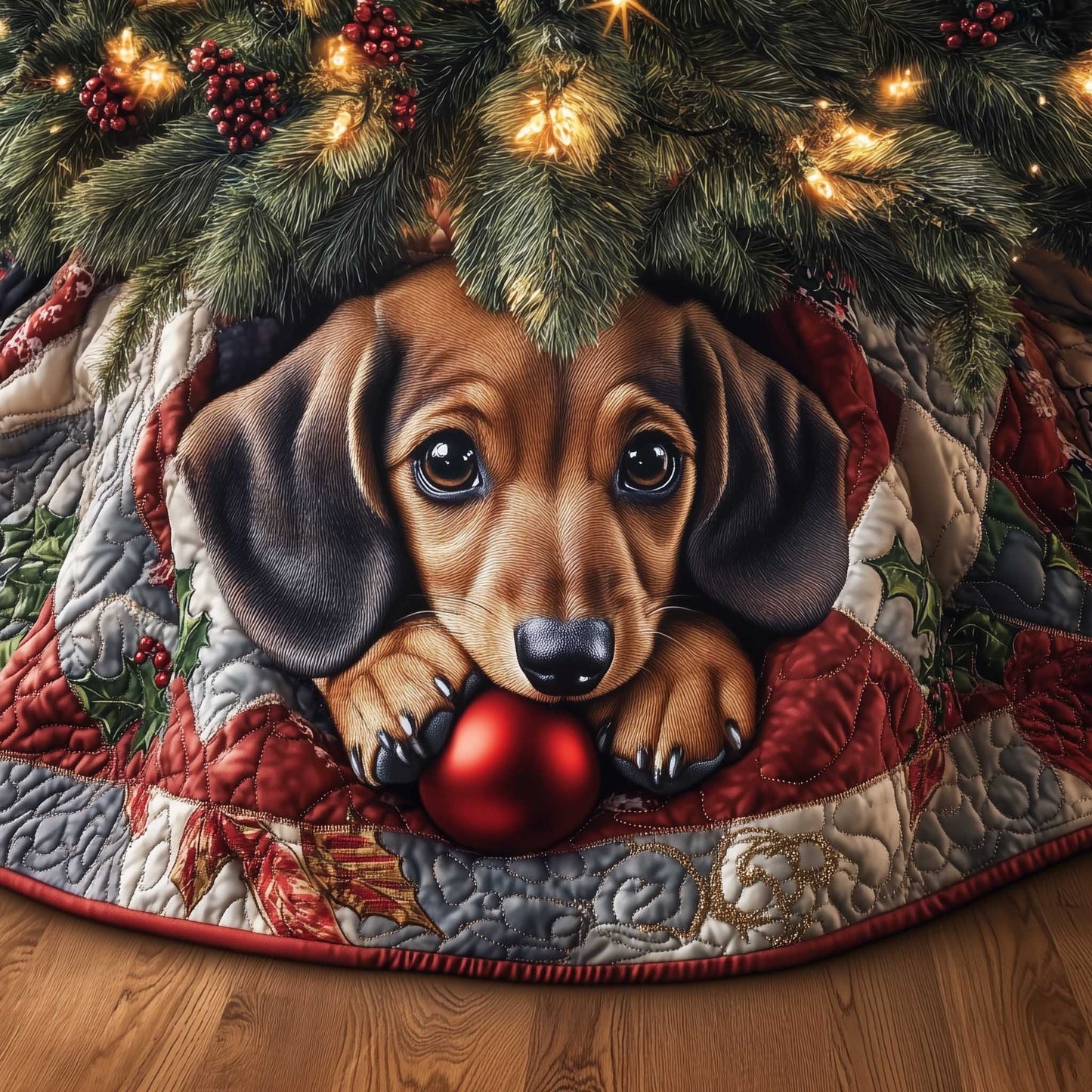 Dachshund Quilted Tree Skirt GFTOMA6185