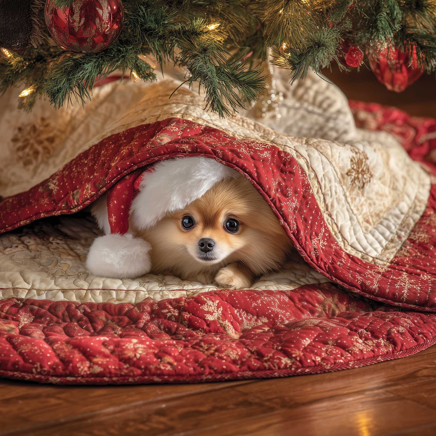 Pomeranian Quilted Tree Skirt GFTOMA6187