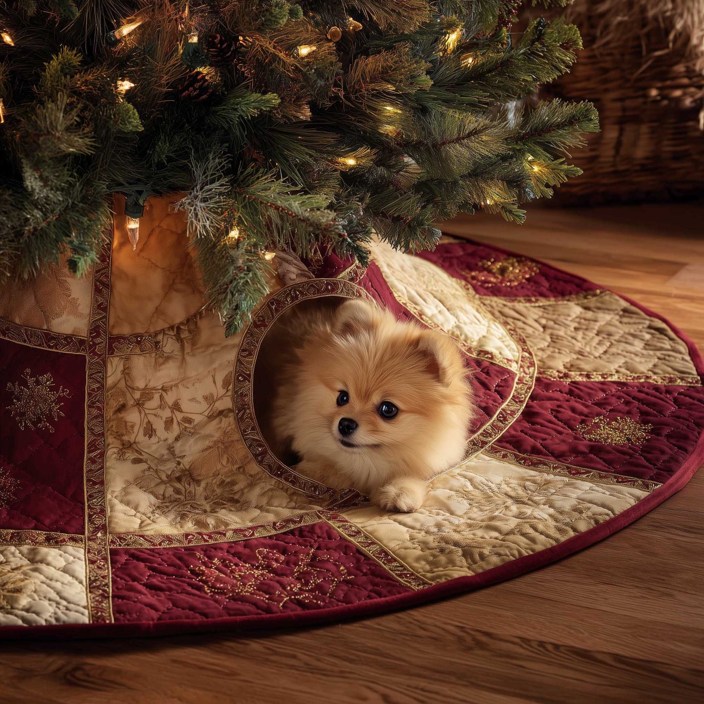 Pomeranian Quilted Tree Skirt GFTOMA6188