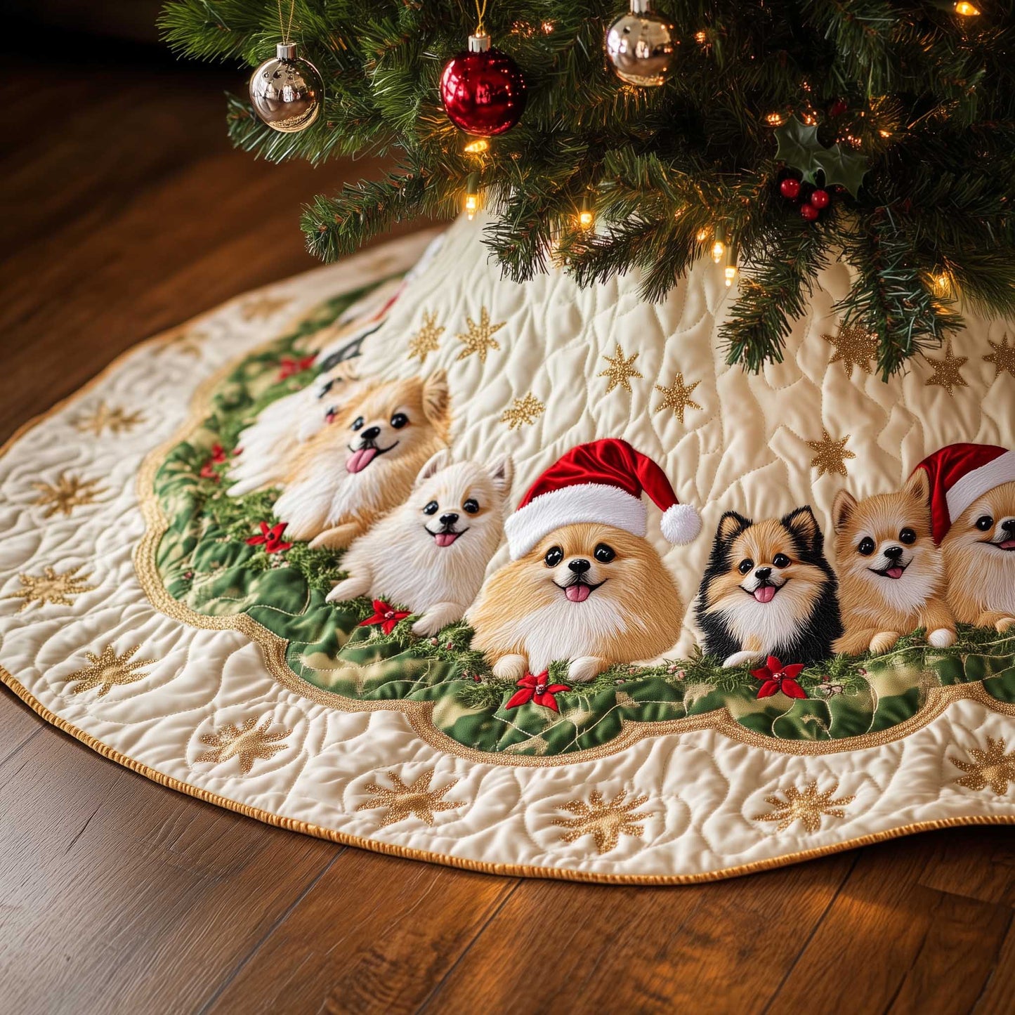 Pomeranian Quilted Tree Skirt GFTOMA6189