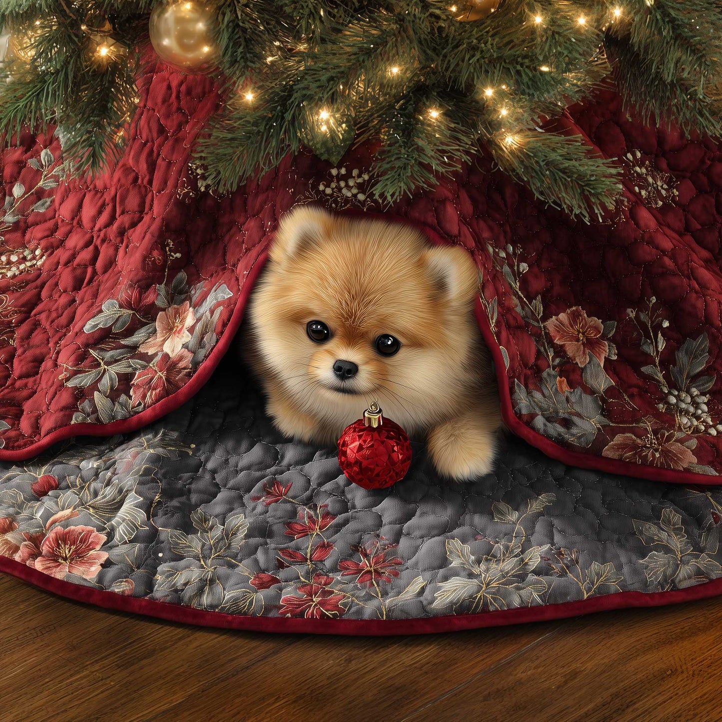 Pomeranian Quilted Tree Skirt GFTOMA6190